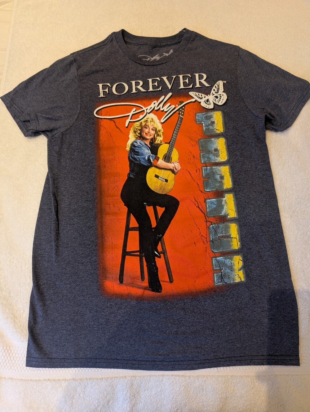 Forever Dolly Parton Graphic T-Shirt Small Heather Navy Blue Country Western Tee